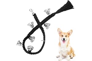 Whimsii Dog Bells Toilet Training, Macrame Hanging Door Bell for Potty Training, 6 Extra Loud Antique Bronze Doggy Bells for Puppy & Dogs Ring to Go Outside (Silver Bells With Black Rope)