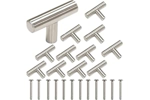 HNJKJEU T Manopole per Mobili 12 pezzi Pomelli per Cassetti Pomolo per Porte Armadi e Credenze Oro con Viti per mobili da Cucina in Acciaio Inossidabile Spazzolato