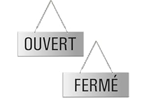 OFFORM DESIGN Panneau recto-verso Ouvert-Fermé en Aluminium anodisé 175x65 mm No.31207-E