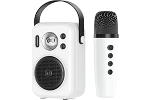SoundPEATS Mini Karaoke Machine for Kids and Adults, Speakerphone Portable Bluetooth Wireless Microphone, Karaoke Speaker with Colourful Lights, TF/BT Card Colourful Lights for Party