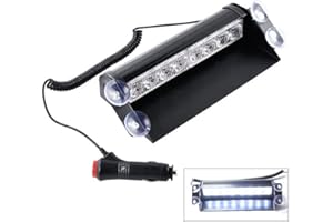 SSCYHT-Warning light LED Strobe Flash, 8 LED D'avertissement De Danger d'urgence Trois Modes Strobe, Un Pare-Brise pour Un Panneau De Garniture Intérieur du Véhicule,Blanc