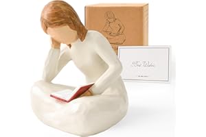Cuayaes uayaes Women Thinker Sculpture Book Lover Gifts, Ornaments for Shelves Living Room Desk BookShelf Decor, Resin Figurine Reading Corner Decorations, Book Accessories for Reading Lovers