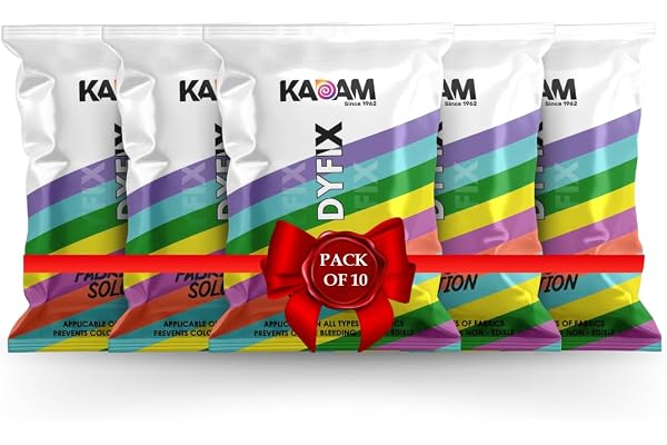 Kadam DyFix Colour Fixer Liquid for Clothes Stops Colour Bleeding, Anti-Fade Formula - Color Fixer for All Fabric to Prevent Fading & Cross staining, Non-Formaldehyde (10 Sachet of 15g)