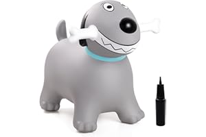 Vastoy Animal Hopper for Kids with Bone Handles & Pump - Kids Bouncy Dog, Inflatable Ride On Bouncy Hopper Toy, Animal Hoppers Gift for Toddlers (Grey Dog)