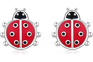 LINSTER Pendientes de dinosaurio vaca de las tierras altas elefante koala nutria marina mariquita pingüino y vaca para niñas plata de ley 925 con forma de animal joyería de animales regalos para niñas