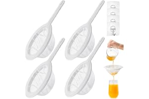 Förpackning med 4 finmaskiga sil 100/200/300/400 med handtag - Finmaskig kaffesil med 4 självhäftande krokar - Kökssil i plas
