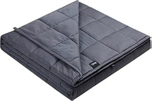 ZonLi Baumwolle Gewichtsdecke 6,8 kg (122 x 183 cm, Einzelbett, Dunkelgrau) für Erwachsene, Schwere Decke mit Hoher Atmungsaktivität, Weiches Material mit Hochwertigen Glasperlen