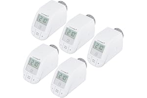 ‎HOMEMATIC IP Homematic IP Set of 5 Smart Home Radiator Thermostats - Basic, Digital Thermostat Heating, Control via App, Alexa, Google Assistant, Easy Installation, Energy Saving, 156541A0