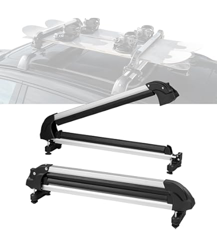 Supporto Da Tetto VW Basic 4/2 Per Sci E Snowboard – Barre A T, Per 4 Sci O 2 Snowboard – Portata 24 Kg, 44 Cm