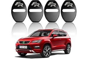 XCBW 4 pièces Couvercle de Verrouillage de Porte de Style Voiture Couverture Striker Couverture Striker pour Seat Leon FR Ibiza Altea Ateca Alhambra Tarraco, Acier Inoxydable,Noir