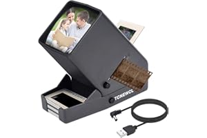 TCNEWCL 35mm Slide and Film Viewer, 3X Magnification and LED Lighted Illuminated Viewing for 35mm Slides & Film Negatives, AA Battery or USB Powered Operation