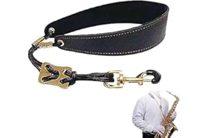 SULIUDAJI Saxophon-Schultergurt, Braun, Klassisch, Leder, Einfarbig, Karabiner, Gurt für Saxofon/Saxophone/Alt/Tenor/Sopran/Bariton