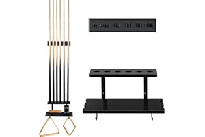 Alyoen Pool Stick Halter Wandhalterung, Billard Queue Racks, Hartholz Pool Queue Rack für 6 Queues Stick Billardtisch Zubehör für Billard Spielzimmer Männer Höhle (Schwarz)