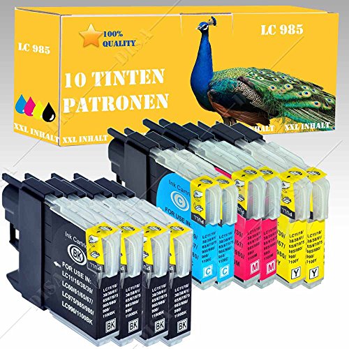 10 x Tintenpatronen kompatibel zu LC985 Brother DCP Serie DCP-J125 / DCP-J315W / DCP-J515W