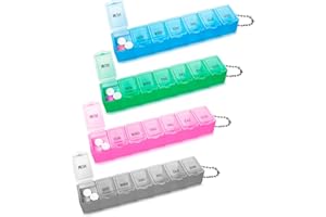 Sheryl&Rain 4 Pezzi Porta Pillole Settimanale a 7 Scomparti,Portapillole Settimanale,Porta Pastiglie Settimanale,Portapillole Giornaliero,Porta Pastiglie Giornaliero,Porta Medicine Settimanale