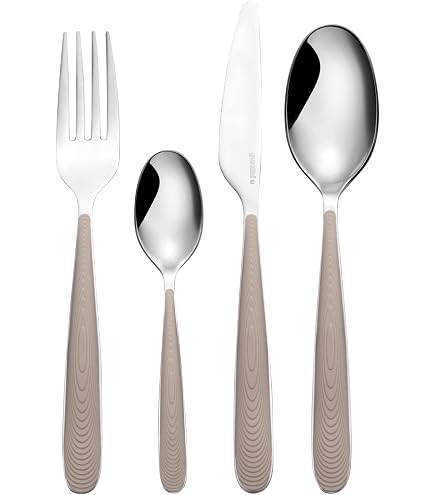 Posate set 24pz in acciaio grigio manico effetto pelle BAVARIA
