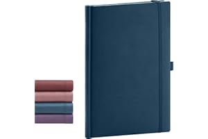 ‎NOTIQUE NOTIQUE Notizbuch Liniert, Hardcover Notizbuch, Notizheft, Journal, Tagebuch mit Gummiband und Stifthalter 15x21cm, 192 Seiten (Blau, Liniert)