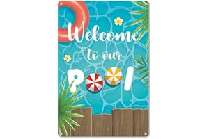 BESTSTAR Weather-Resistant Welcome to Our Pool Sign, Outdoor Pool Signs and Decor, Perfect for Pool Party Decor, Durable 12x8 Inches, Vibrant Colors, Resorts, Swimming Pool Signs for Safety and Fun