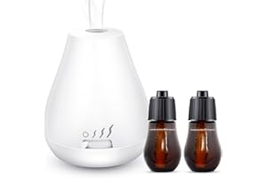 HAPPTWS Diffusore di oli essenziali senza acqua + 2 ricariche di olio essenziale di lavanda, fiori di mandorlo e menta selvatica, pesca, ananas