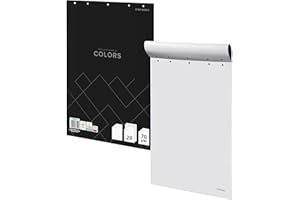 TOP-2000 Top 2000 Colors 400169248 Papier tableau blanc 64 x 90 cm 20 feuilles 70 g/m² Papier tableau noir Idéal pour les bureaux ou les salles de conférence Dos collé