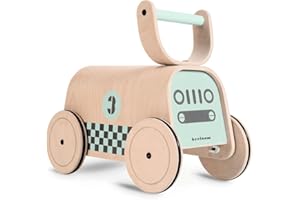 Beeloom - Andador correpasillos, RACER, para equilibrio de madera natural, diseño de coche, caminador para bebé a partir de 1 año, almacenamiento, color verde