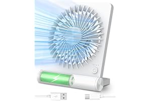 Tevelecin Small Desk Fan, 2000mAh Rechargeable USB Fan Battery Operated,3 Speeds & about 4-12 Hours Longer Working-White