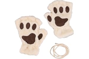Niktule Guanti per Artigli di Gatto - Guanti per Zampe Senza Dita - Guanti per Gatti di Peluche - Guanti per Guanti Senza Dita con di Gatto per Bambini e Donne
