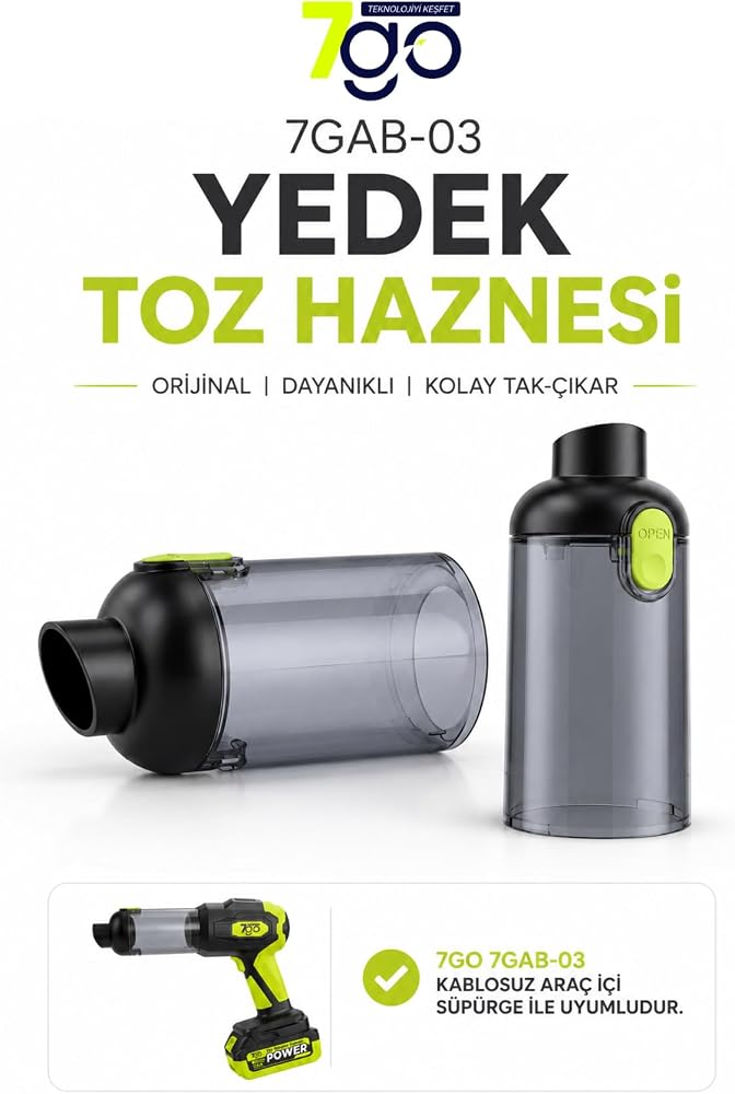 7Go 7Gab-03 Orijinal Yedek Toz Haznesi | Şeffaf Toz Haznesi | Kolay Tak-Çıkar | Dayanıklı Plastik Gö