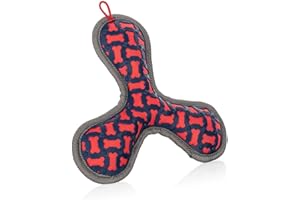 Knuffelwuff Tri Flyer Juguete para Perros Rojo Hecho de Goma y Tela - Fijación con Agarre, Respetuoso con los Dientes y Fortalecedor - Flotable, Ideal para Jugar y Entrenamiento de acondicionamiento p