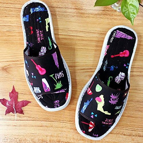 CWAIXXZZ plush slippers The slippers indoor floor girl summer cotton hand large numbers during the spring and autumn home beef tendon bottom male home anti-slip cloth slippers ,40, Black Goblin