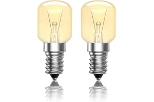 CucuGo Backofenlampe E14 300 Grad,Leuchtmittel E14 Salzlampe,Warm White 2700K Kühlschranklampe Glühbirne SES T25 Dimmbar,220V-240V,240LM,2 Stück