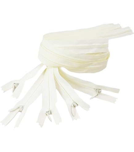 Lot De 10 Fermetures Éclair Unidirectionnelles Blanches – Longueur 50 Cm, Dents 4 Mm | 100% Polyester, Lavable | Pour Couture Et Confection