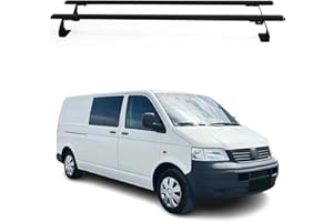 ‎OMAC OMAC Dachträger Grundtäger kompatibel mit VW T5 Caravelle 2003-2015 Stahl 75kg Schwarz 2tlg Fixpunkte für Fahrradträger, Dachboxen, Skiträger