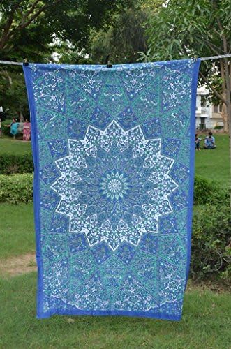 Blue Star Hippie Tapestry, Hippy Mandala Bohemian Tapestries, Indian Dorm Decor, Psychedelic Tapestry Wall Hanging Ethnic Decorative