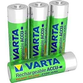 VARTA Piles rechargeables AA, lot de 4, Power on Demand recharge accu, 2100 mAh Ni-MH, sans effet mémoire, préchargées, prêtes à l’emploi