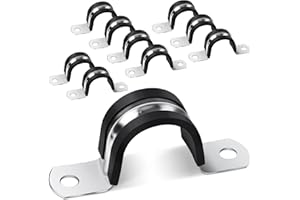 Jeboler 10 Stück U-Rohrschellen Ø 20 mm, 304 Edelstahl Rohrschelle mit polsterung, 2 Löcher U-Typ Rohr Schlauchschnalle Rohrhalterung Befestigungsschelle für Rohrbefestigung