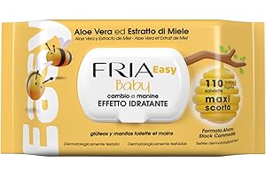Fria Easy Baby Salviette Cambio Pannolino, con Aloe Vera ed Estratto di Miele ad Effetto Idratante, Dermatologicamente Testate, Confezione da 110 Salviette