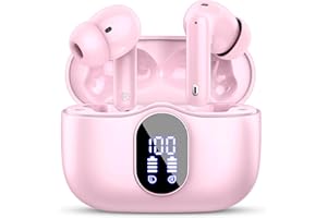 BTOOTOS Auriculares Inalámbricos, Bluetooth 5.3 con HD Micrófono HiFi Estéreo Pantalla LED, Reducción de Ruido,13 mm Controlador dinámico,IP7 Impermeable 36H Cascos Morado