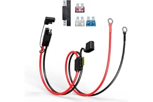ELFCULB Arnés de terminal SAE a junta tórica, conector de batería SAE de 12 AWG, cable de batería SAE con fusible de 10 A, 15 A, 20 A, 25 A, compatible con motocicleta y coche (2 pies)