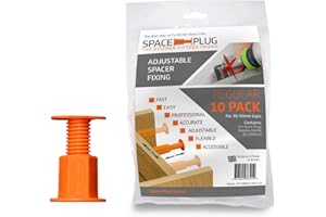 Space-Plug Adjustable Spacer Fixings (Regular size for 30-50mm gaps), 10 Pack of Original Orange Spacers, Professional & DIY use for kitchen, bedroom, bathroom & furniture installations