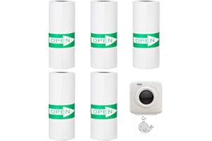 GELEWULD 5 Rouleaux de Papier d'Imprimante Papier Thermique pour Appareil Photo pour Enfants Imprimante de Poche Memoking Mini Imprimante Rouleaux d'Étiquettes Papier d'Imprimante (Autocollant thermique)