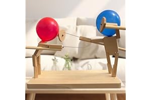 QUAHOM Handmade Wooden Fencing Puppets - Balloon Bamboo Man Battle Game Balloon Brawlers for 2 Players, Fast-Paced Whack Boom Balloon Party Fencing Game, Fun Exciting Wood Battle Bots Fencing (50 Balloons)