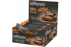BIMANÁN BEFIT - BARRITAS DOBLE CHOCOLATE - Alimento Hiperproteico - Doble Cobertura de Chocolate Negro y con Almendras - 29% de Proteínas - Expositor 20 Unidades (700g)