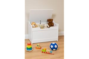HomeZone Wooden Toy Box Strong & Hardwearing White Storage Chest for Kids’ Bedrooms & Nurseries, Durable Ottoman for Children’s Toys. Ideal Present For Expecting Parents Baby Shower