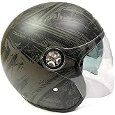 Citycoco Motosiklet Yarım Kask , Grafiti desenli, &Ccedil;ift Viz&ouml;rl&uuml;, Vintage Stil, Terletme Yapmaz Pedler-S Beden