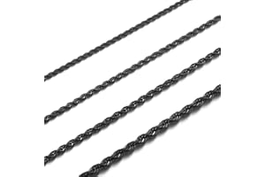 RWQIAN Corde Collier Homme Torsadée Chaîne Argent/Or/Noir Maille Spiga Chaîne en Acier Inoxydable Largeur 2-4mm Femmes Ombilical Collier Longueur 45-60cm