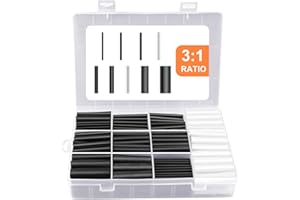 Bohrma Lot de 300 Gaines Thermorétractables Industrielles Double Paroi Imperméables Kit de Gaine Thermorétractable Etanche Noire Pour Isolation électrique Réparation de Câbles et Connexions de Fils