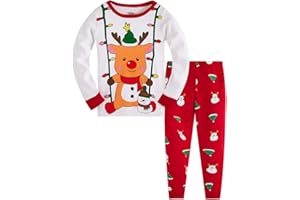 TEDD Unisex Pijamas Niño Niña Navidad Algodon Manga Larga Infantil Ropa a Juego Conjunto Edad 1-12 Años