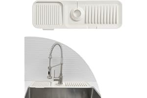 NiCoLa Silikon Wasserhahn Griff Tropffänger Tablett Küchenspüle Spritzschutz, Automatische Drainage Silikon Wasserhahn Matte für Küchentheke, Wand und Wasserhahn Bereich (Beige)
