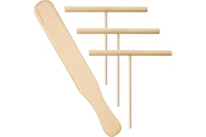 BLUESEABUY Kit Crêpes 1 Spatule Crêpe Bois et 3 Râteau à Crêpes Etaleur Crepe Épandeur de Crêpes pour Ustensiles de Cuisine Pancake Maker Cooking Tool
